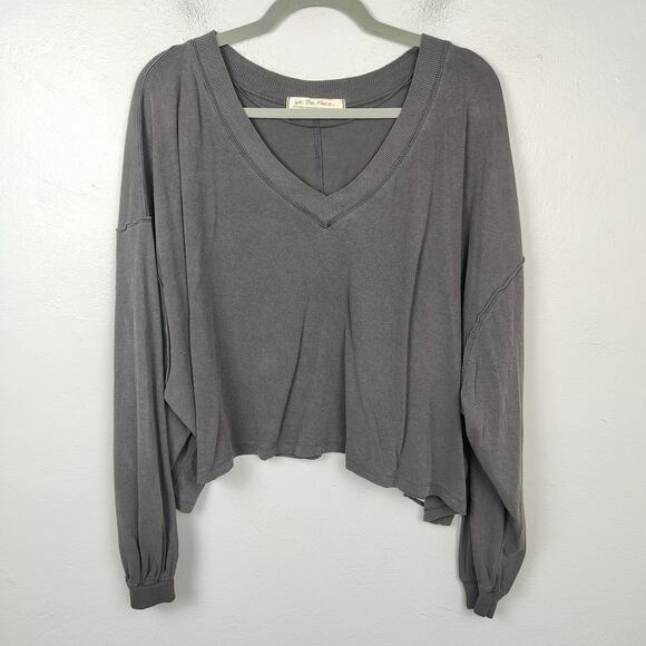 Free People‎ We the Free Buffy Tee Womens XS Dark Gray Oversized Tee Boho - Picture 1 of 9